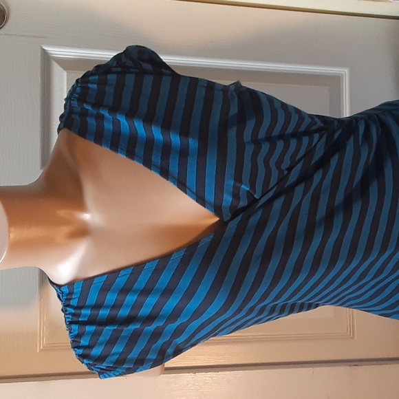 ANN TAYLOR BLACK AND WHITE STRIPED DRESS, MEDIUM - Picture 2 of 10